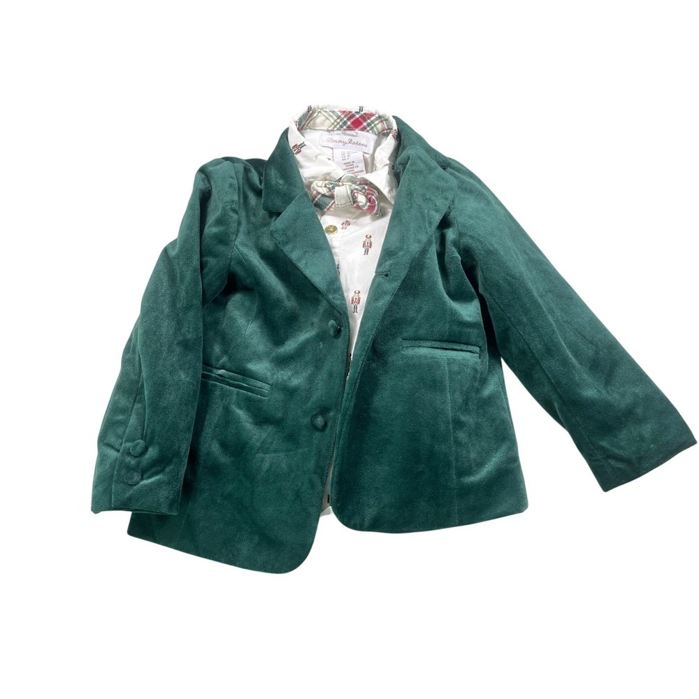 Tommy Bahama Boys 24M Christmas Velvet Blazer Nutcracker Bow Tie Shirt Set